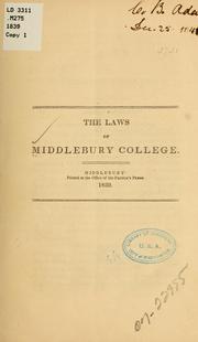Cover of: The laws of Middlebury college