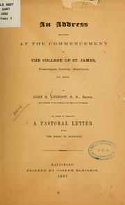 Cover of: An address delivered at the commencement of the College of St. James