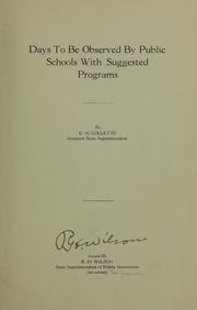 Cover of: Days to be observed by public schools