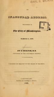 Cover of: An inaugural address, delivered in the city of Washington, March 11, 1829