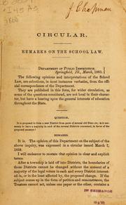 Cover of: Circular: Remarks on the school law