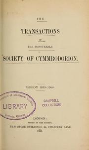 Cover of: The transactions of the Honourable Society of Cymmrodorion by Honourable Society of Cymmrodorion (London, England)