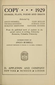 Cover of: Copy, 1929 ; stories, plays, poems, and essays