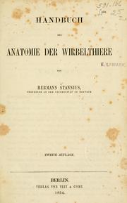 Cover of: Handbuch der Zootomie: Zweiter theil. Die Wirbelthiere