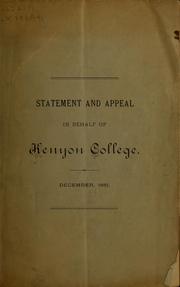 Cover of: Statement and appeal in behalf of Kenyon college: December, 1881