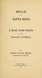 Cover of: Beta-xi of Kappa sigma | Wesley William Kergan
