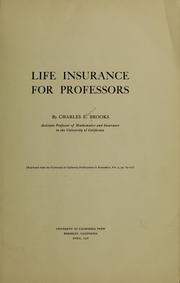 Cover of: Life insurance for professors by Charles Edward Brooks