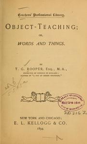 Cover of: Object-teaching by T. G. Rooper