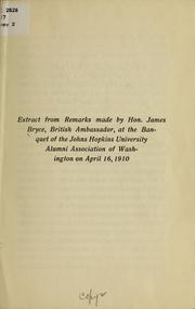 Cover of: Extracts from remarks made by Hon: James Bryce...