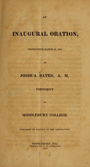 Cover of: An inaugural oration by Joshua Bates