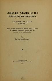 Cover of: Alpha-phi chapter of the Kappa sigma fraternity