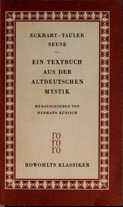 Cover of: Eckhart, Tauler, Seuse by Hermann Kunisch
