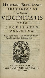 Cover of: De stolat©Œ virginitatis jure lucubratio academica