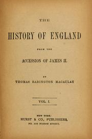 Cover of: The history of England from the accession of James II