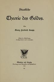 Cover of: Staatliche theorie des geldes