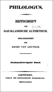 Cover of: Philologus by hrsg. von Ernst von Leutsch