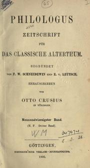 Cover of: Philologus by hrsg. von Otto Crusius in Tübingen