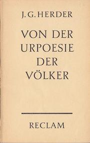 Cover of: Von der Urpoesie der Völker: Eine Auswahl.
