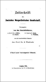 Cover of: Zeitschrift der Deutschen Morgenländischen Gesellschaft by hrsg. von den Geschäftsführern [A. Müller, R. Pischel, L. Krehl, E. Windisch], unter der verantwortlichen Redaktion von E. Windisch