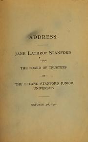 Cover of: Address by Jane Lathrop Stanford