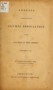 Cover of: Address delivered before the Alumni association of the College of New Jersey
