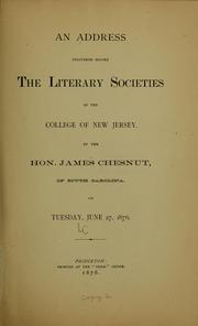 Cover of: An address delivered before the literary societies of the College of New Jersey