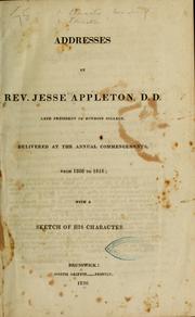 Cover of: Addresses by Rev. Jesse Appleton, D. D.