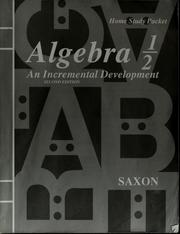 Cover of: Algebra 1/2: an incremental development : second edition : test masters