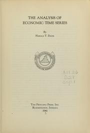 Cover of: The analysis of economic time series