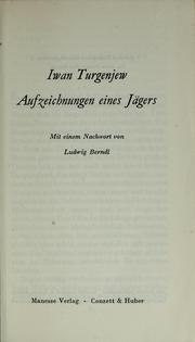Cover of: Aufzeichnungen eines Jägers