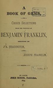 Cover of: A book of gems | Franklin, Benjamin