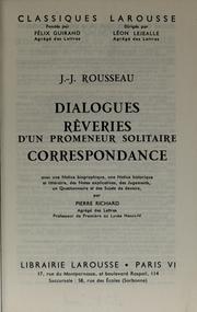 Cover of: Dialogues by Jean-Jacques Rousseau