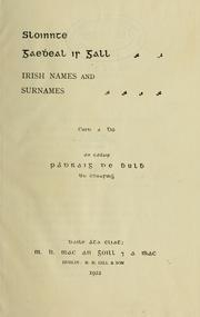 Cover of: Irish names and surnames by Patrick Woulfe
