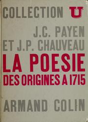 Cover of: La Poésie des origines à 1715