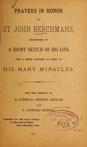 Cover of: Prayers in honor of John Berchmans...