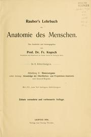 Cover of: Rauber's Lehrbuch der Anatomie des Menschen