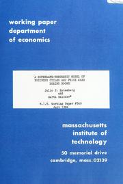 Cover of: A supergame-theoretic model of business cycles and price wars during booms by Julio Rotemberg