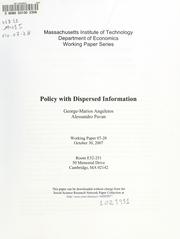 Cover of: Policy with dispersed information
