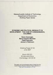 Cover of: Economic and political inequality in development: the case of Cundinamarca, Colombia
