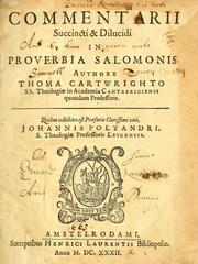 Cover of: Commentarii succincti & dilucidi in Proverbia Salomonis