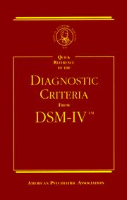 Cover of: Quick Reference to the Diagnostic Criteria From DSM-IV by John S. McIntyre, Apa