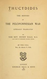 Cover of: The history of the Peloponnesian war