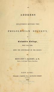 Cover of: An address delivered before the Philolexian society