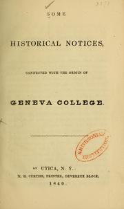 Some historical notices, connected with the origin of Geneva college