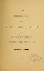 Cover of: Ten institute lessons in geography and U. S. history