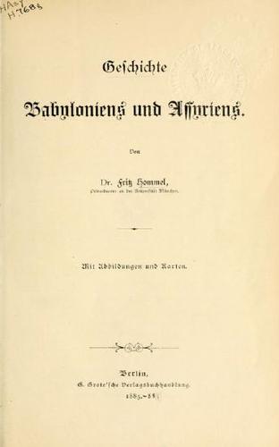 Geschichte Babyloniens und Assyriens by Fritz Hommel