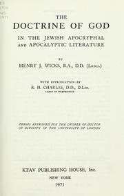 Cover of: The doctrine of God in the Jewish apocryphal and apocalyptic literature