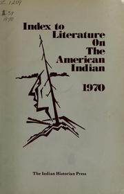 Cover of: Index to literature on the American Indian : 1970