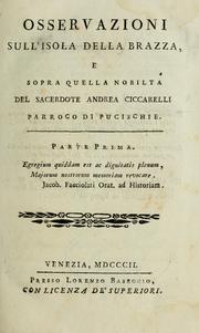 Cover of: Osservazioni sull'isola della Brazza e sopra quella nobilta