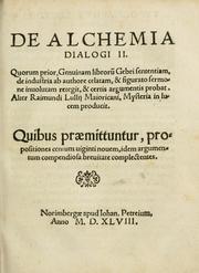 Cover of: De alchemia dialogi II by Giovanni Braccesco
